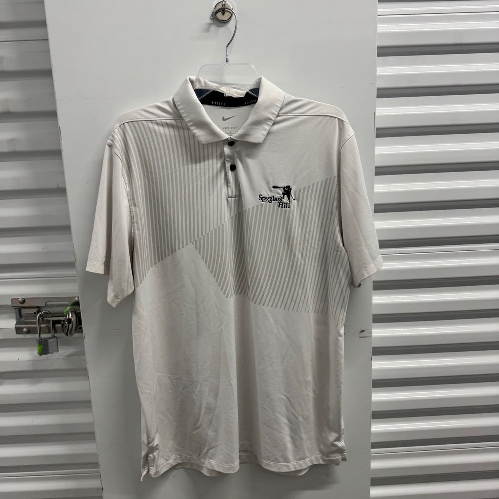Nike Golf Dri-FIT Polo Shirt Mens Large Spyglass Hill White Striped Short Sleeve - Picture 2 of 4